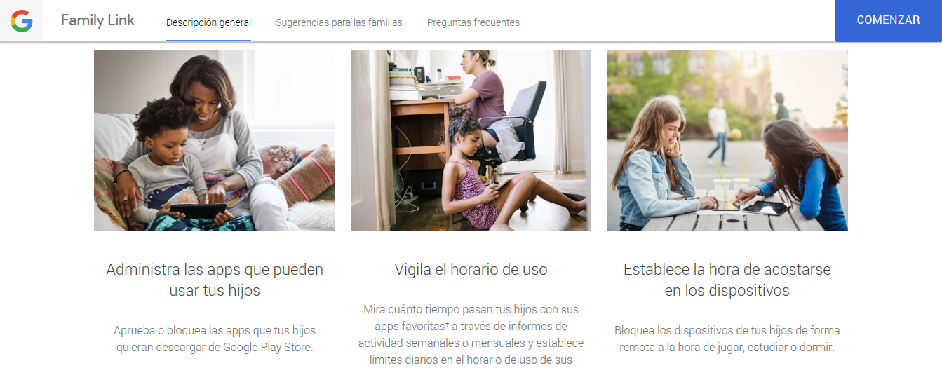 familly link la app de control parental para Android